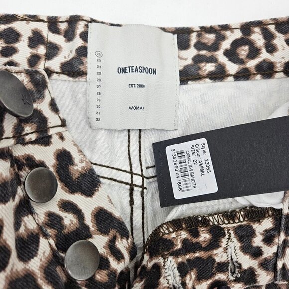 New One Teaspoon Animal Bandits Shorts Womens 22 Leopard Print Distressed - Picture 5 of 5